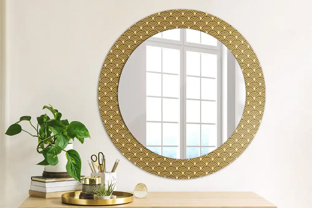 Miroir rond imprimé motif rétro