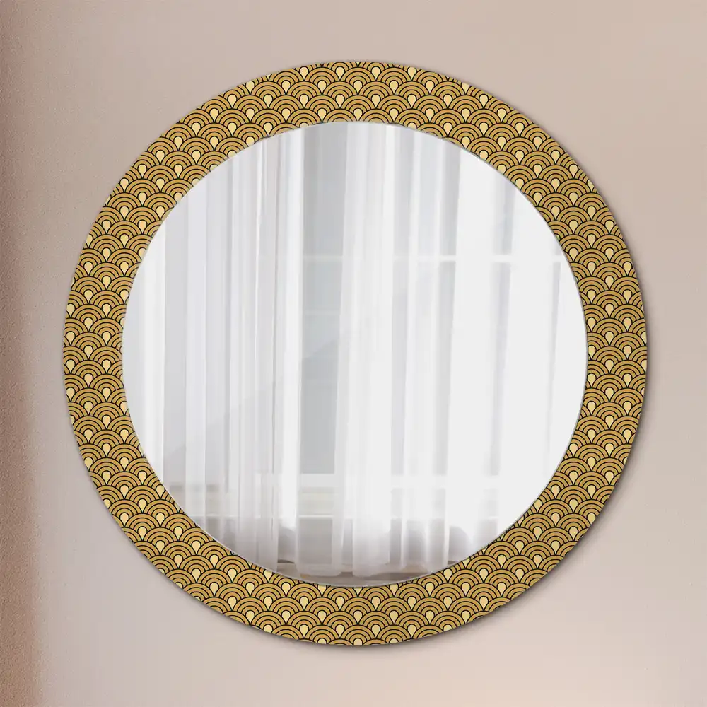 Miroir rond imprimé motif rétro