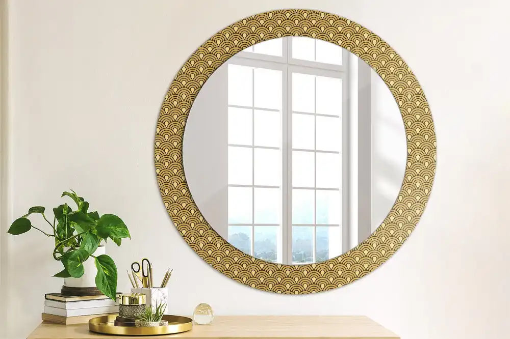 Miroir rond imprimé motif rétro