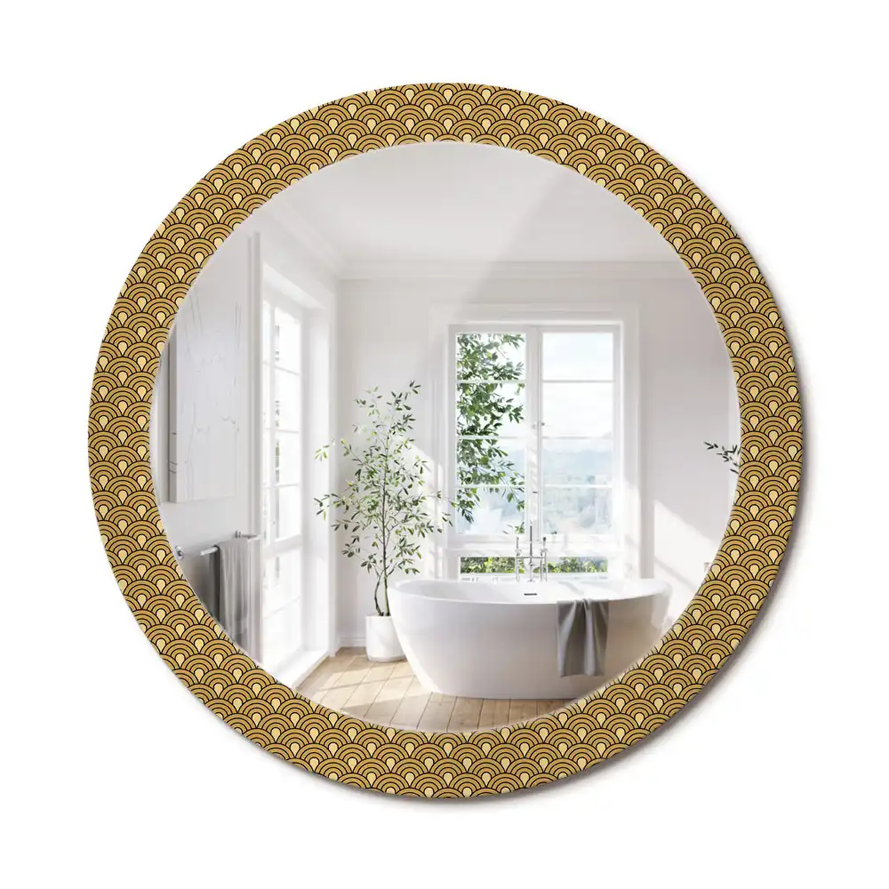 Miroir rond imprimé motif rétro
