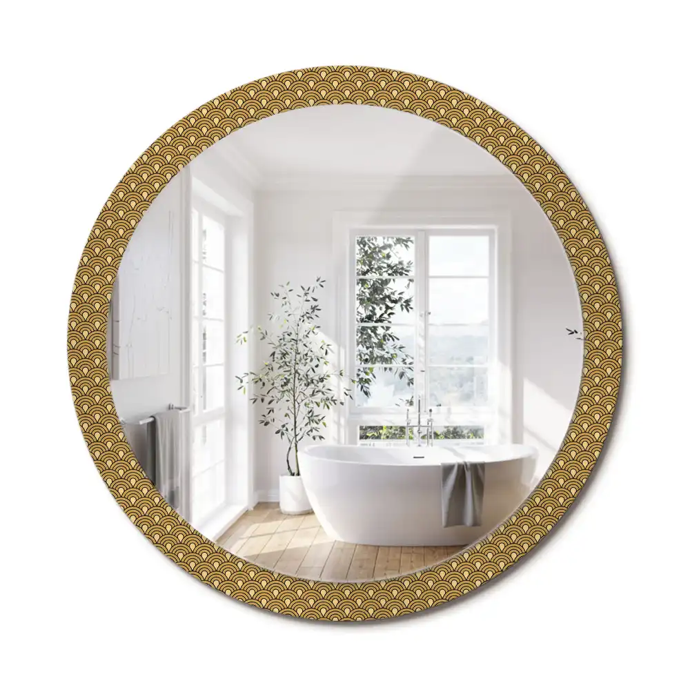 Miroir rond imprimé motif rétro
