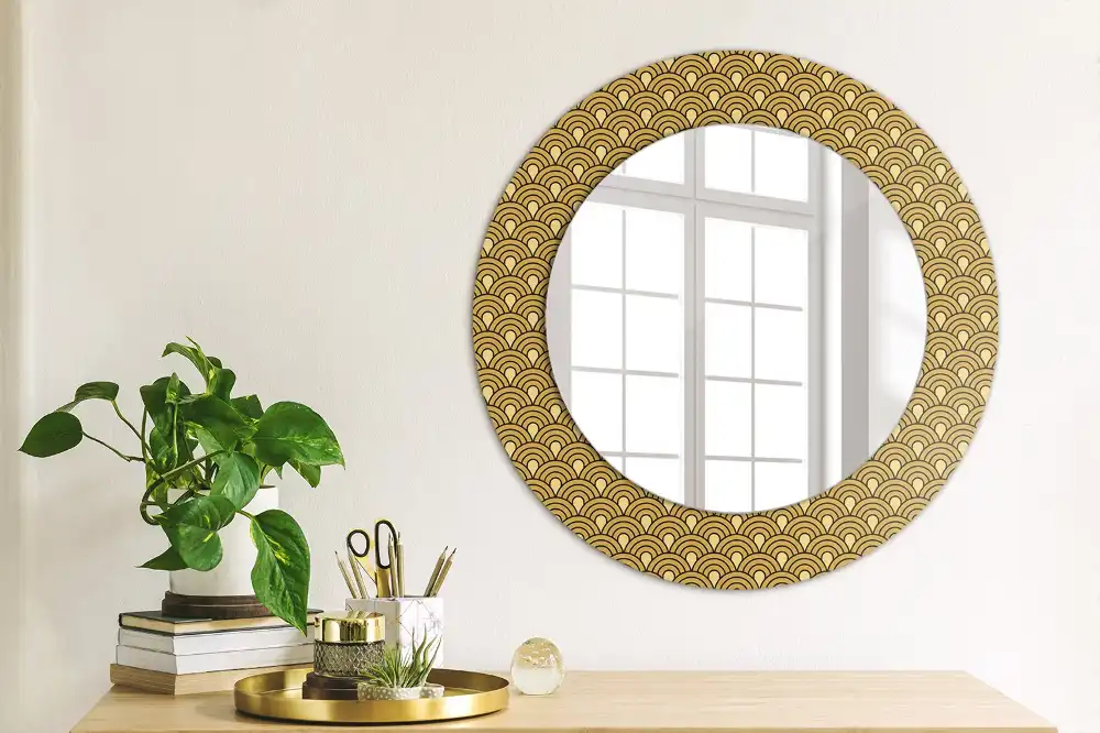Miroir rond imprimé motif rétro
