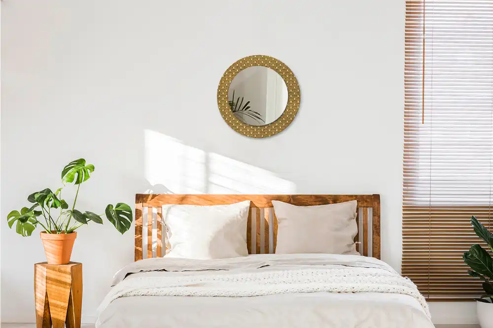 Miroir rond imprimé motif rétro