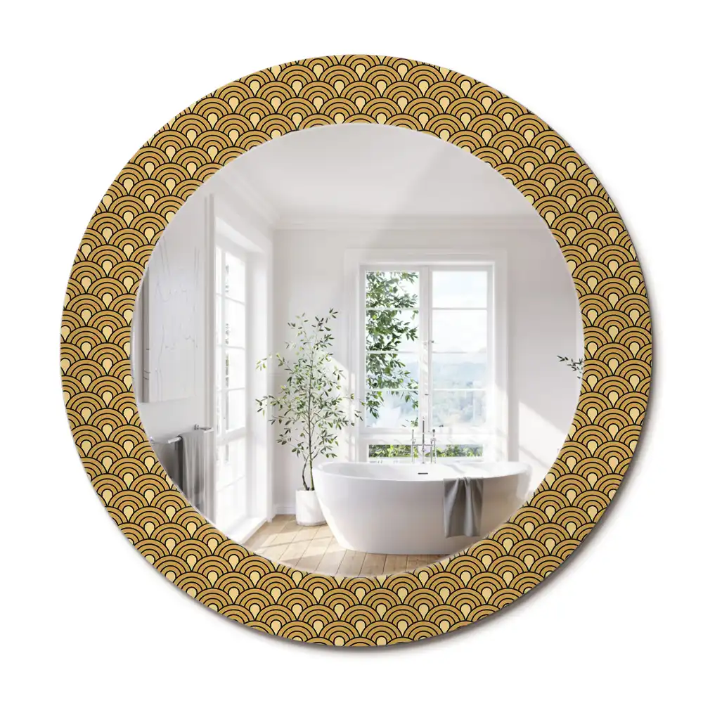 Miroir rond imprimé motif rétro