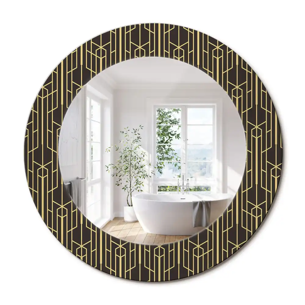 Miroir rond avec décoration géométrie vintage