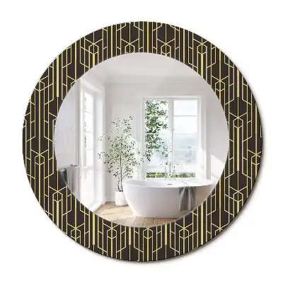Miroir rond avec décoration géométrie vintage