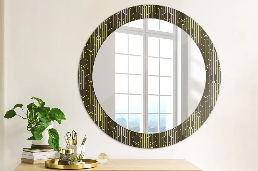 Miroir rond avec décoration géométrie vintage