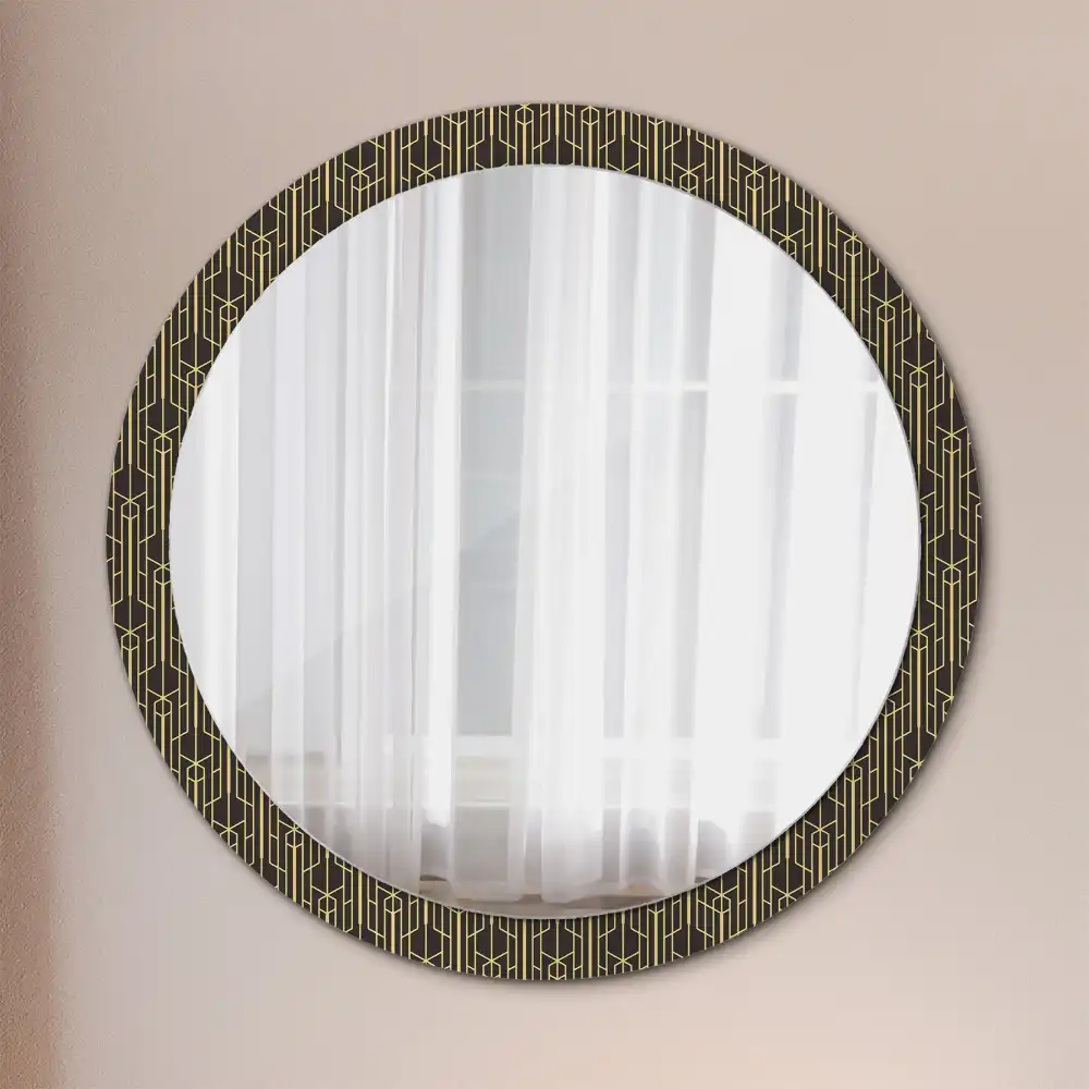 Miroir rond avec décoration géométrie vintage