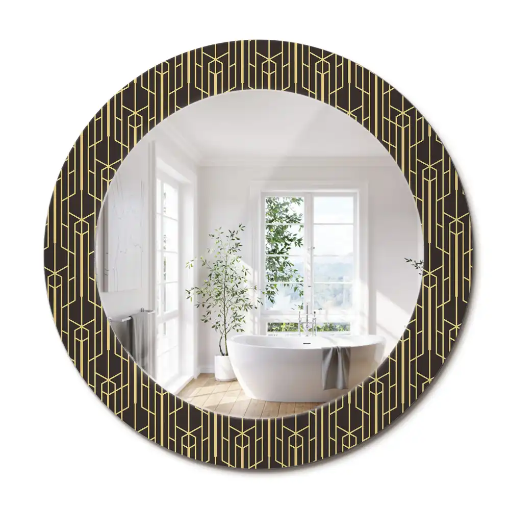Miroir rond avec décoration géométrie vintage