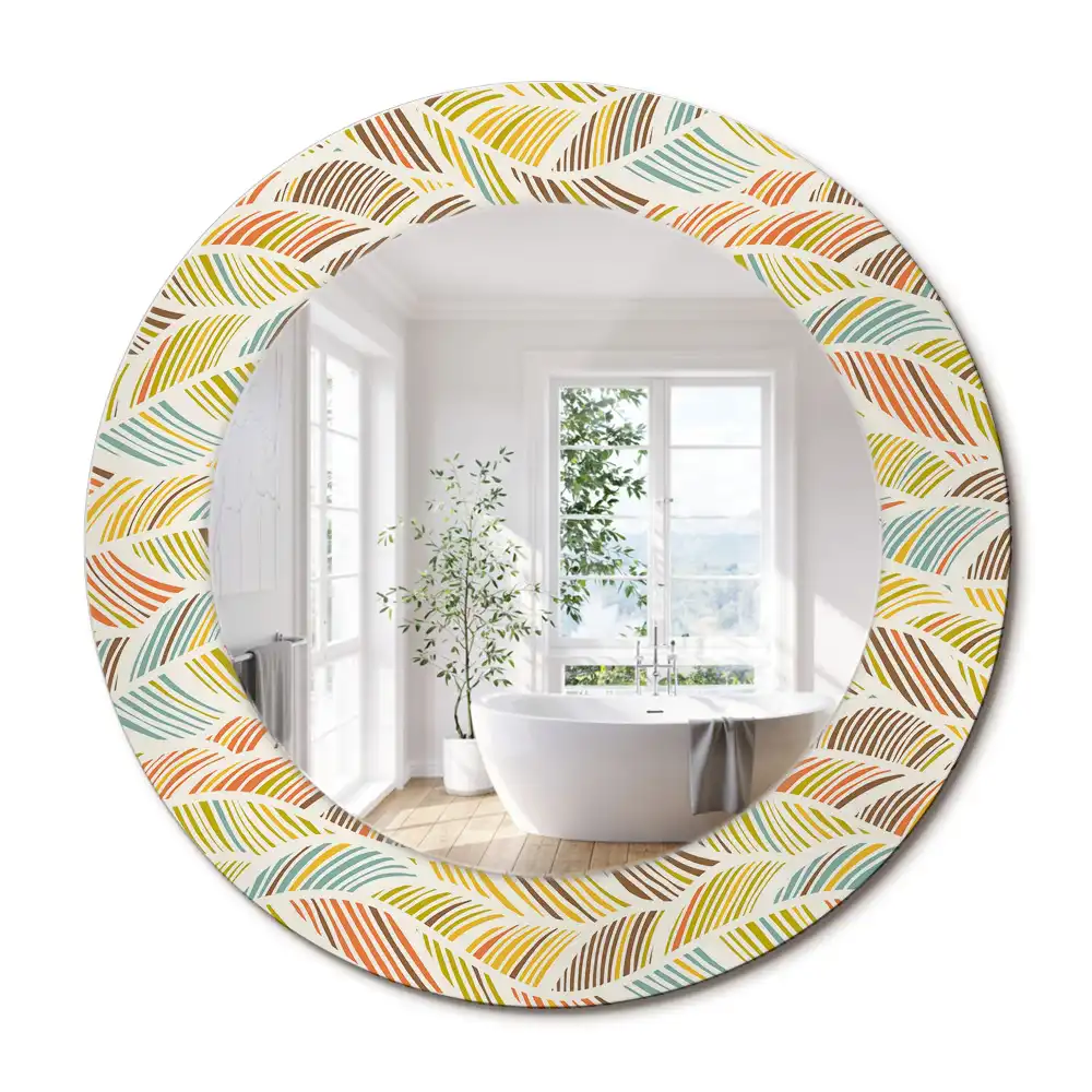 Miroir rond imprimé motif abstrait