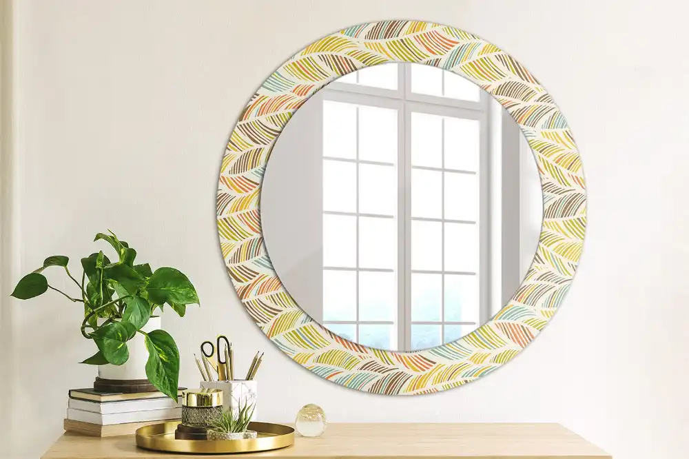 Miroir rond imprimé motif abstrait