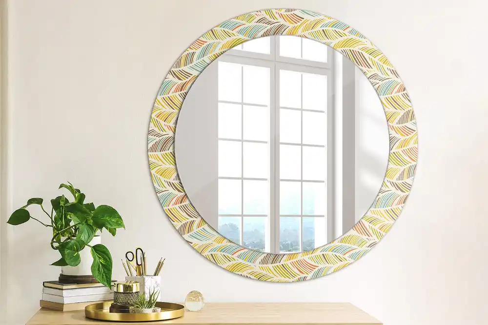 Miroir rond imprimé motif abstrait