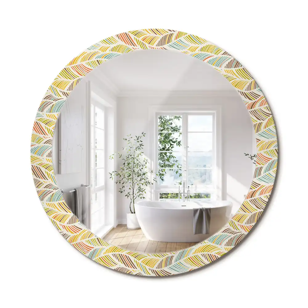 Miroir rond imprimé motif abstrait