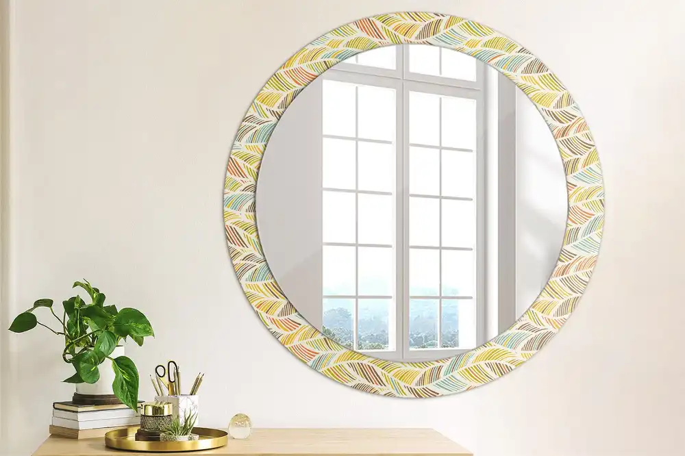 Miroir rond imprimé motif abstrait