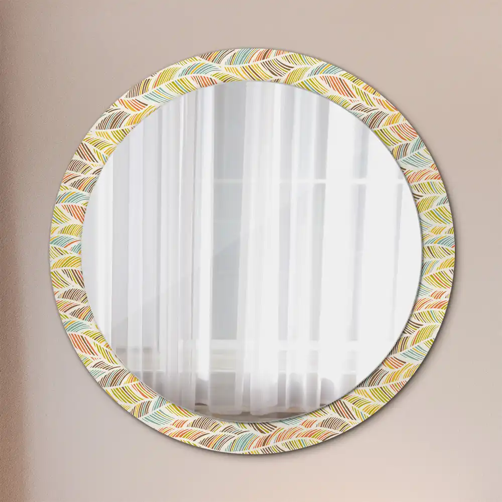 Miroir rond imprimé motif abstrait