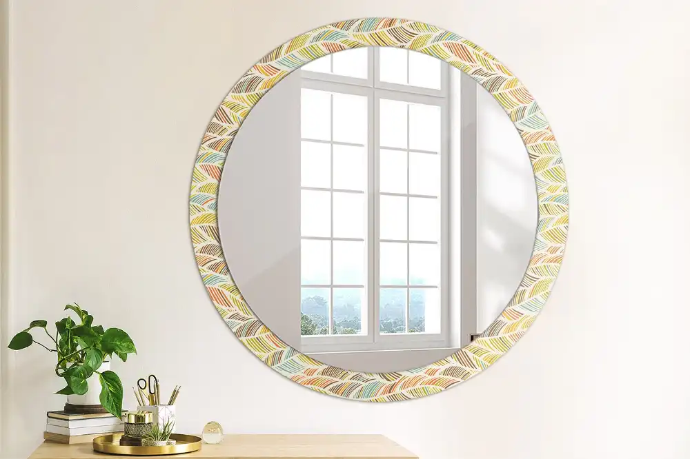 Miroir rond imprimé motif abstrait