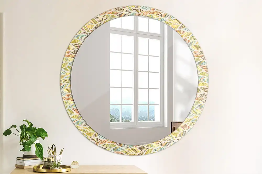 Miroir rond imprimé motif abstrait