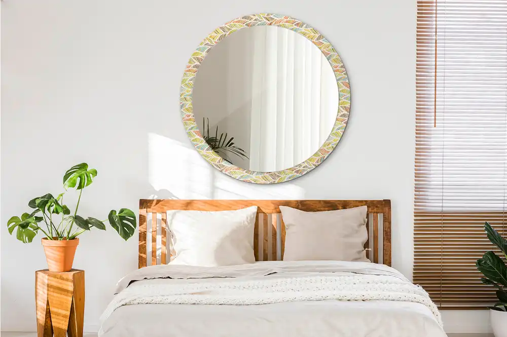 Miroir rond imprimé motif abstrait