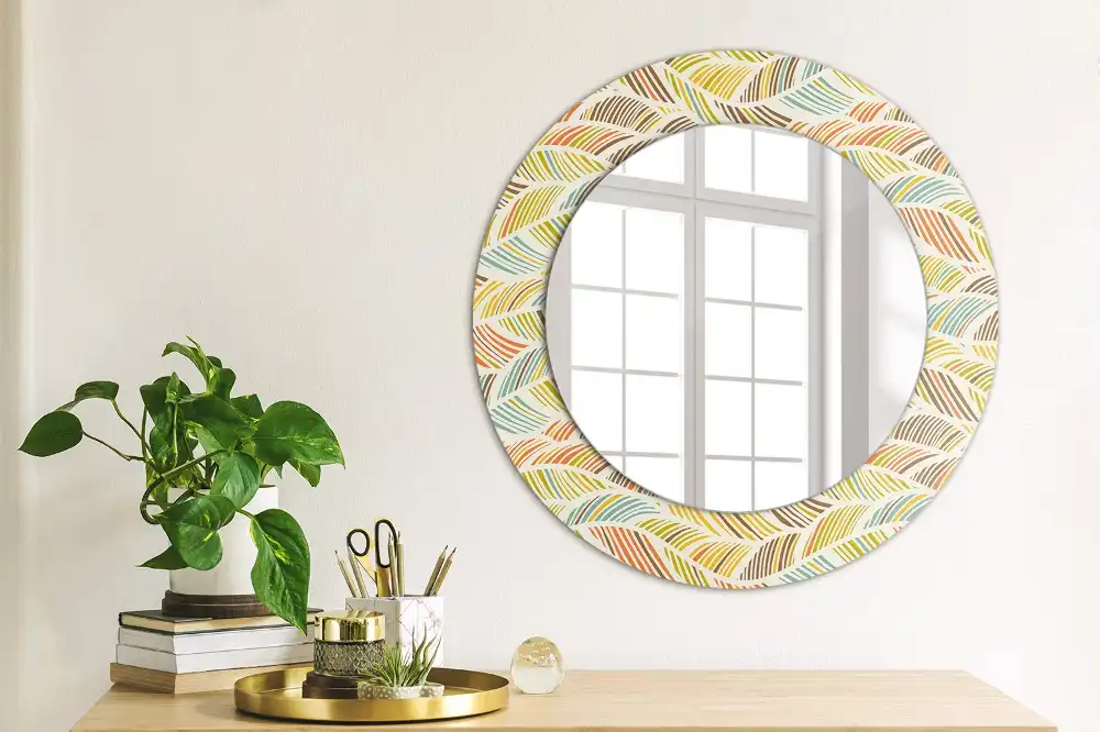 Miroir rond imprimé motif abstrait
