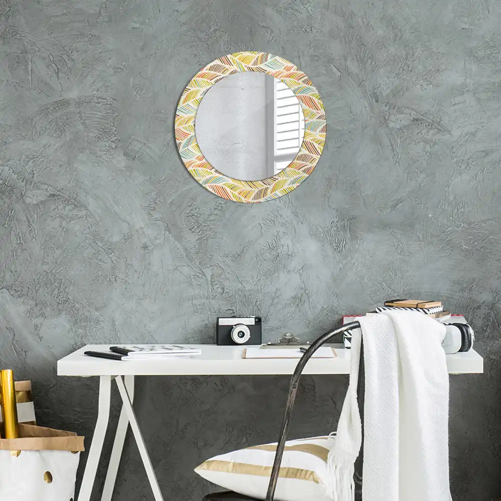 Miroir rond imprimé motif abstrait