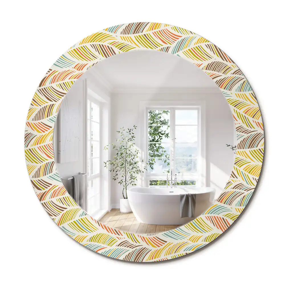 Miroir rond imprimé motif abstrait