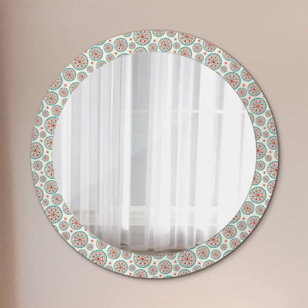 Miroir rond imprimé motif boho