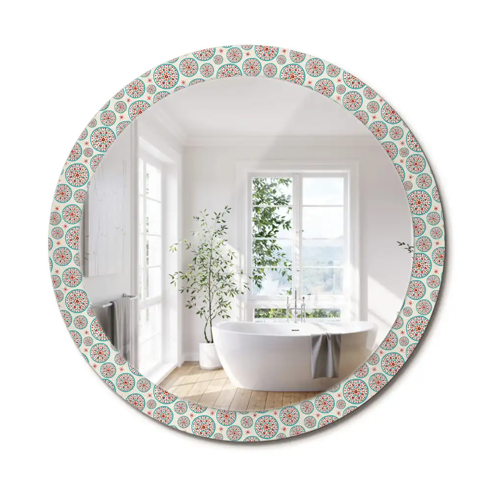 Miroir rond imprimé motif boho