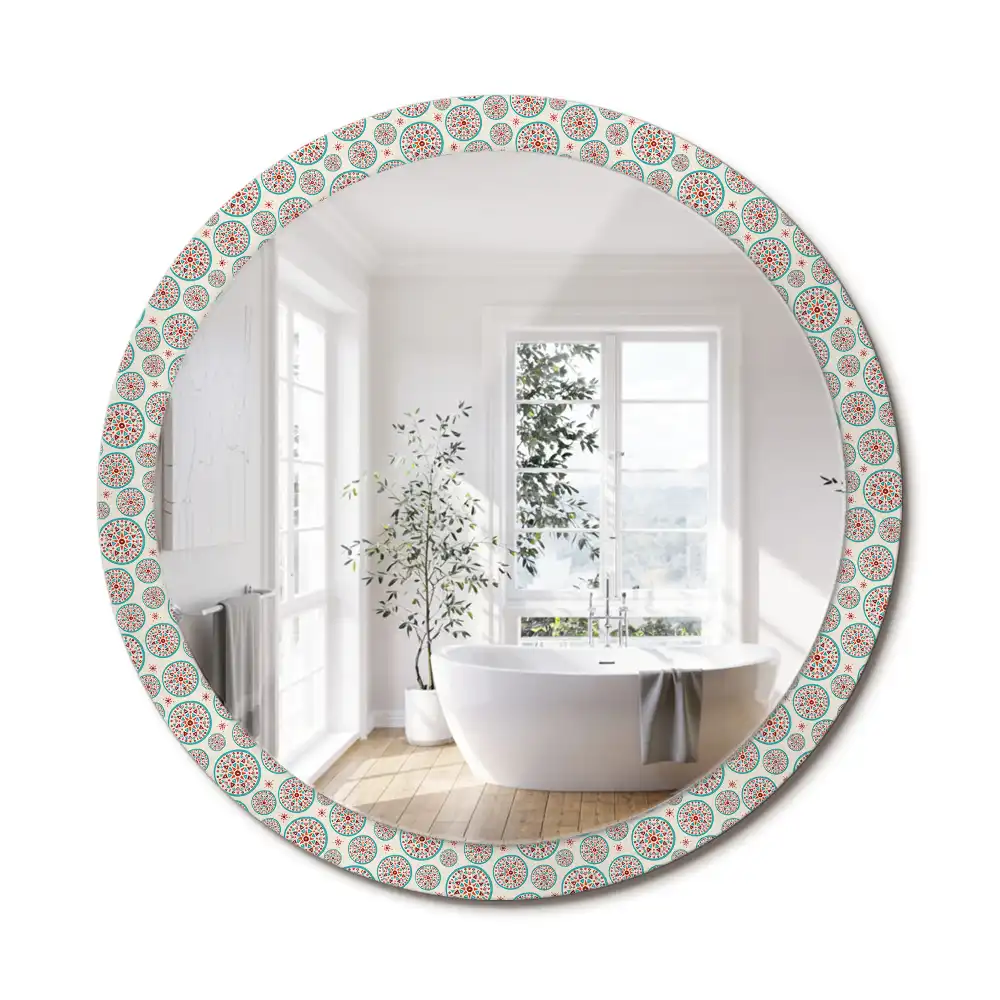 Miroir rond imprimé motif boho