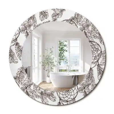Miroir rond cadre imprimé attrape-rêves ethnique