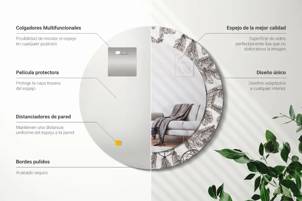 Miroir rond cadre imprimé attrape-rêves ethnique