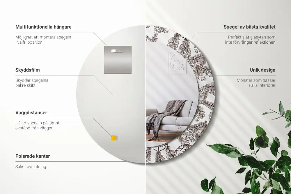 Miroir rond cadre imprimé attrape-rêves ethnique