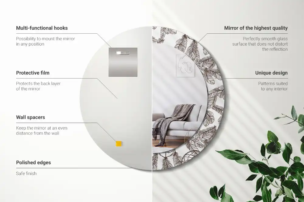 Miroir rond cadre imprimé attrape-rêves ethnique