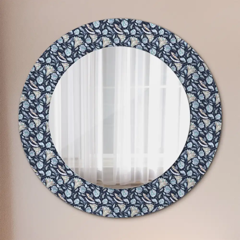 Miroir rond avec décoration motif boho