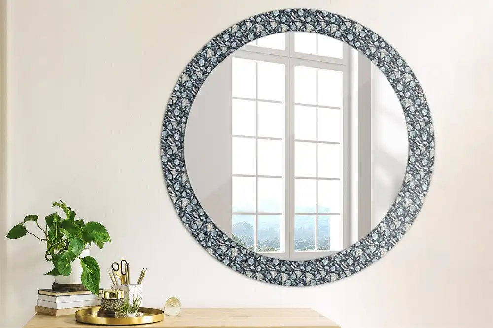 Miroir rond avec décoration motif boho