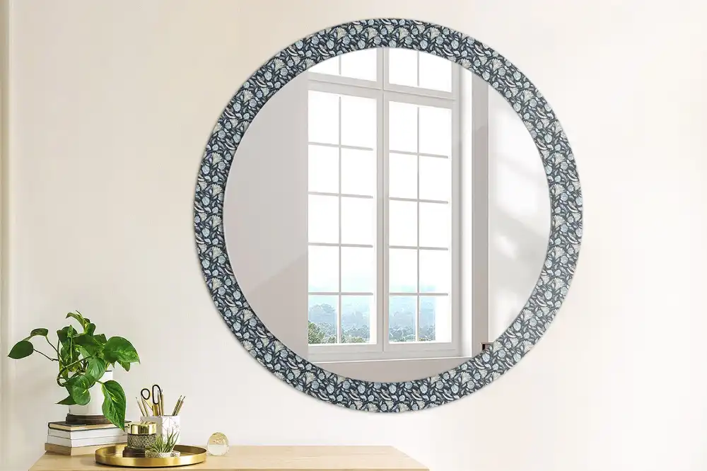 Miroir rond avec décoration motif boho