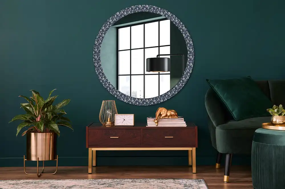 Miroir rond avec décoration motif boho