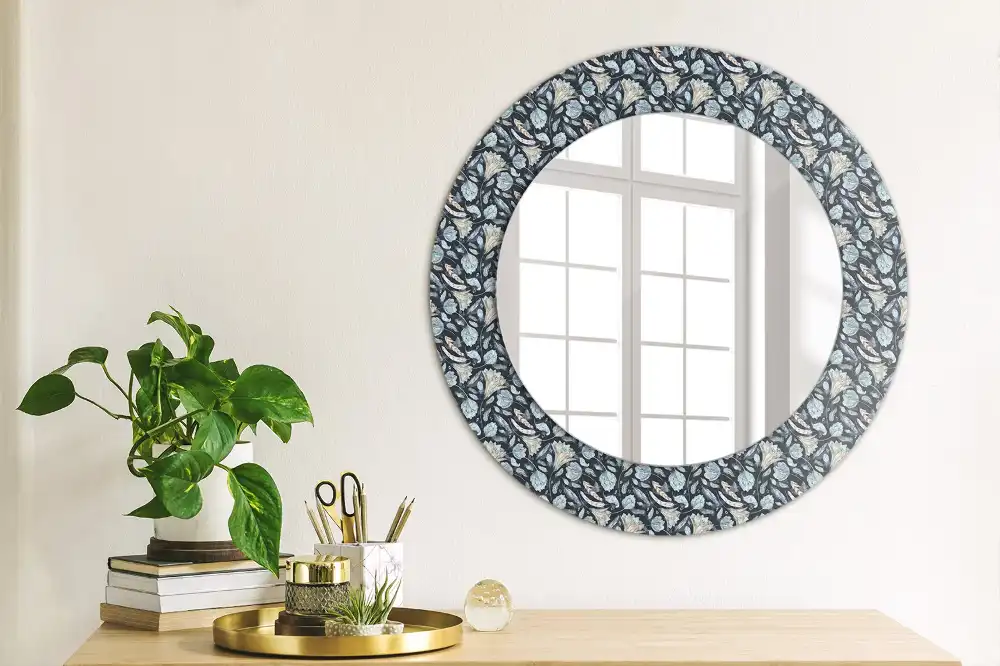 Miroir rond avec décoration motif boho