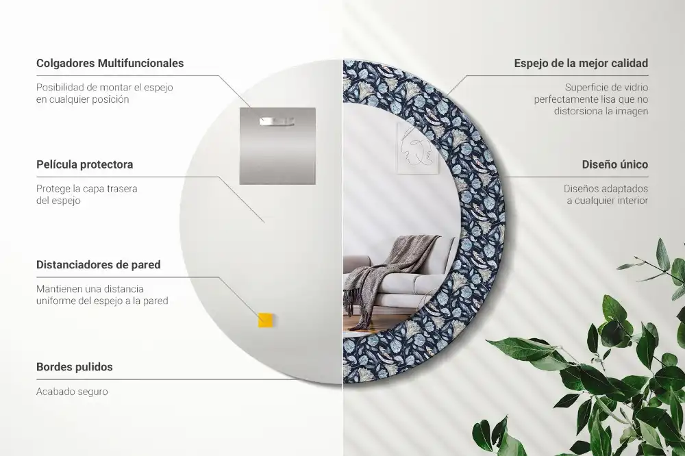 Miroir rond avec décoration motif boho