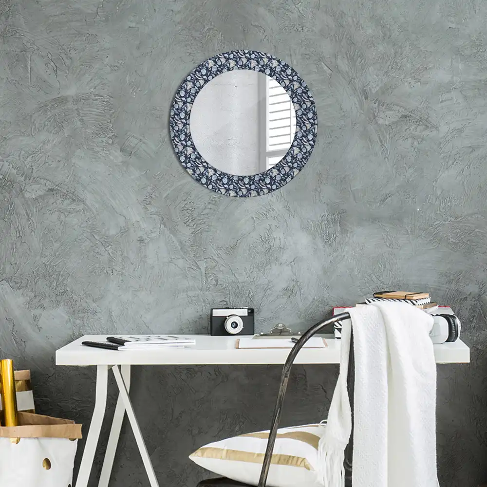 Miroir rond avec décoration motif boho