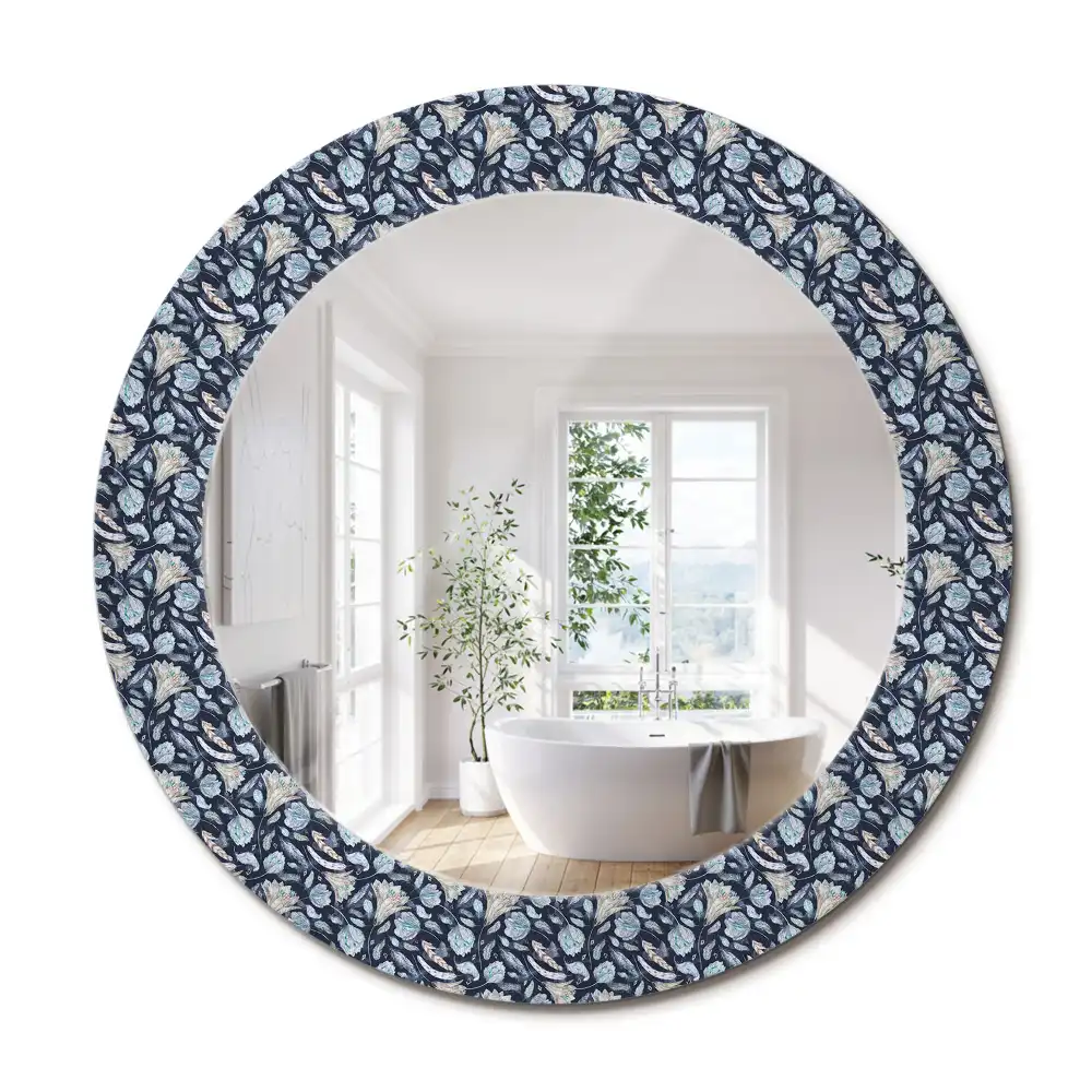 Miroir rond avec décoration motif boho