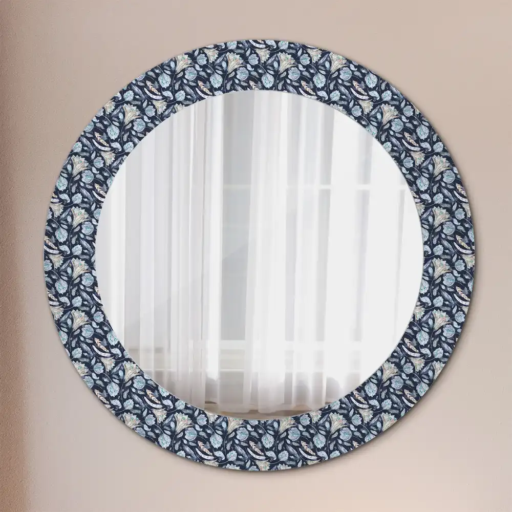 Miroir rond avec décoration motif boho
