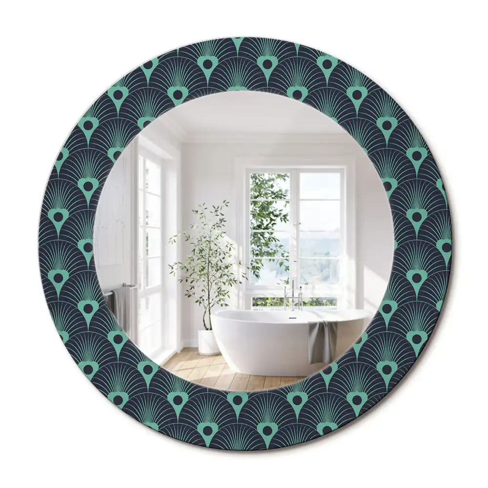Miroir rond avec décoration motif floral
