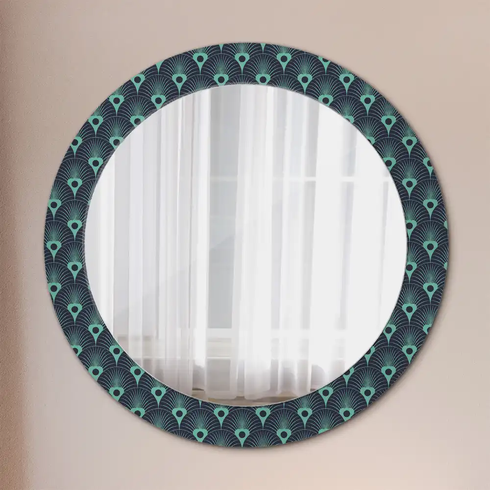Miroir rond avec décoration motif floral