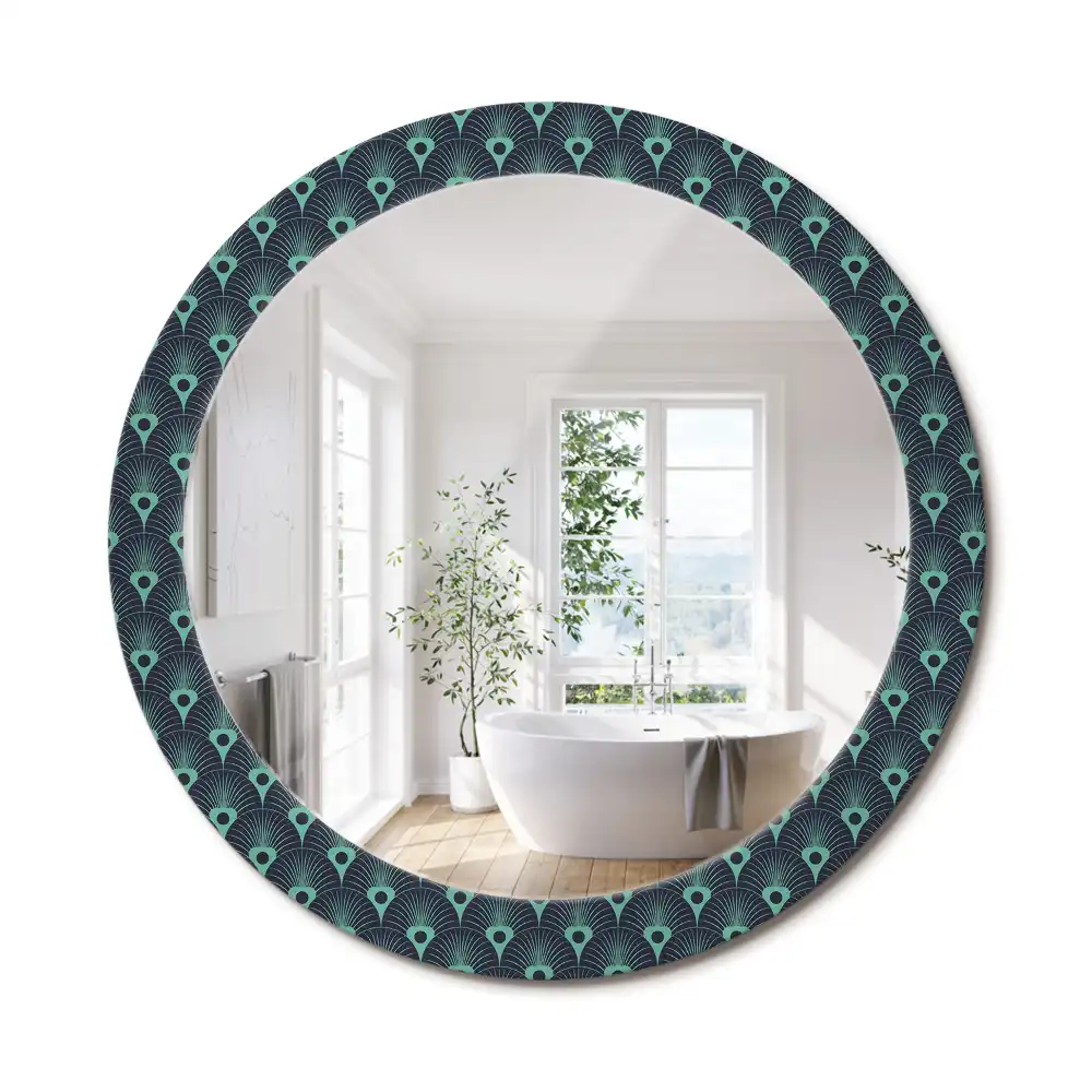 Miroir rond avec décoration motif floral