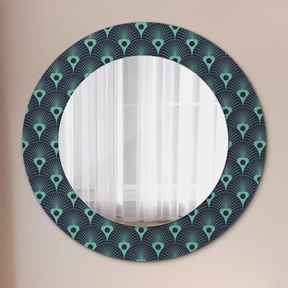 Miroir rond avec décoration motif floral