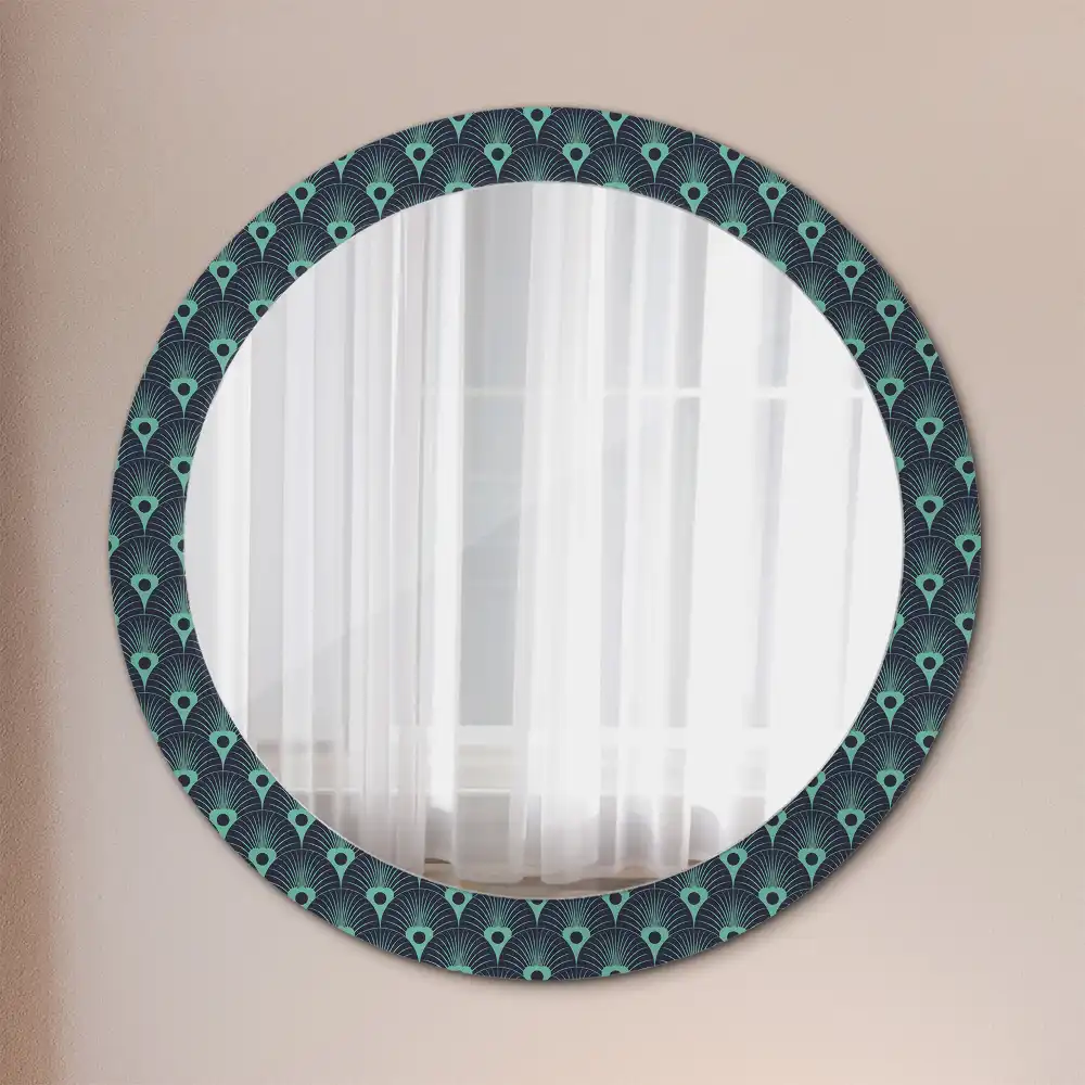 Miroir rond avec décoration motif floral