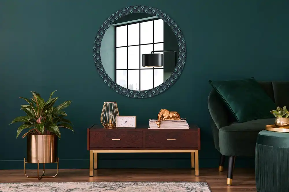 Miroir rond avec décoration motif floral