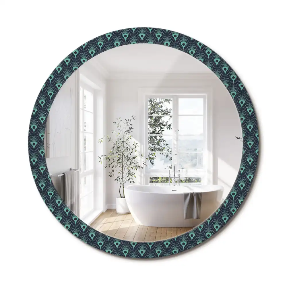 Miroir rond avec décoration motif floral