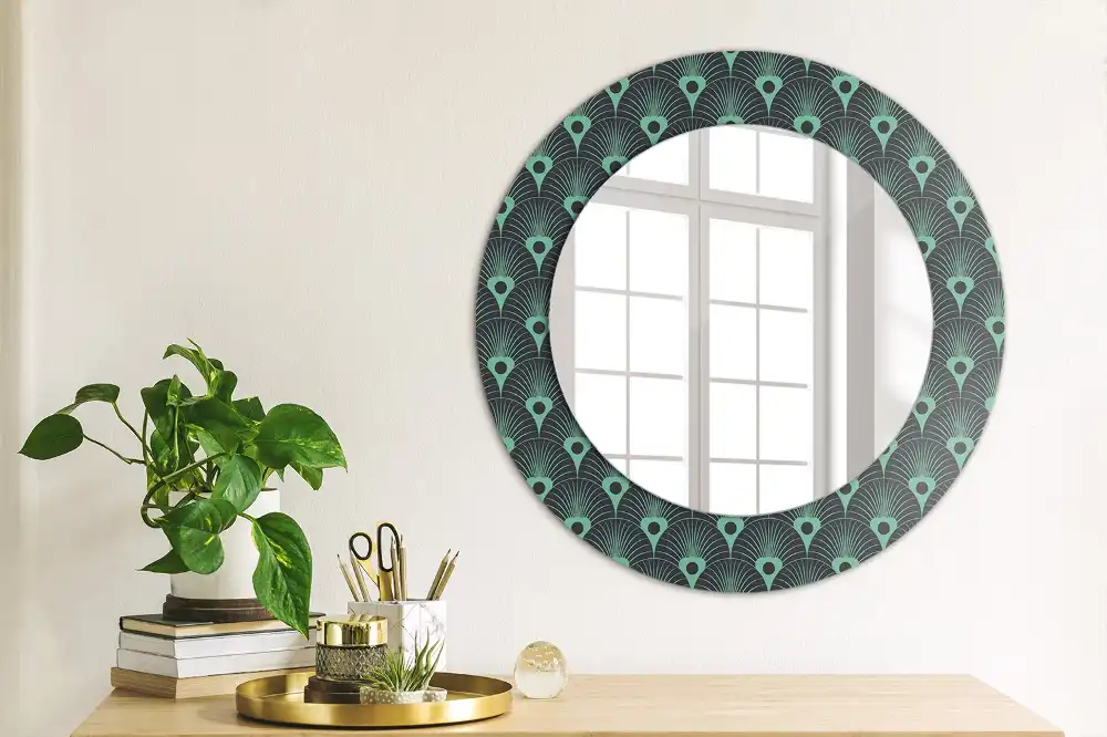 Miroir rond avec décoration motif floral