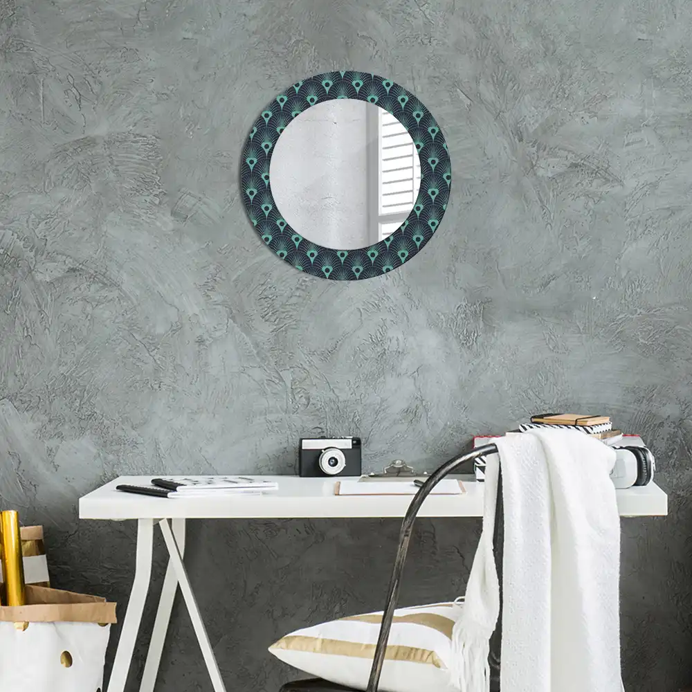 Miroir rond avec décoration motif floral